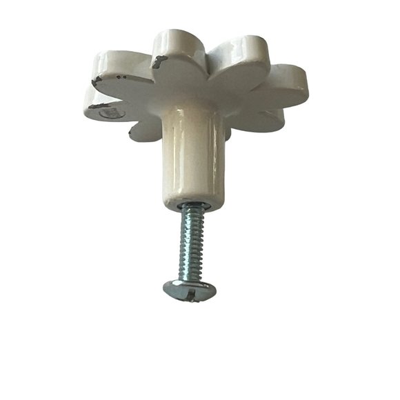 Metal Flower Drawer Pulls Knobs White Purple Yellow 1.5" across - Picture 3 of 3